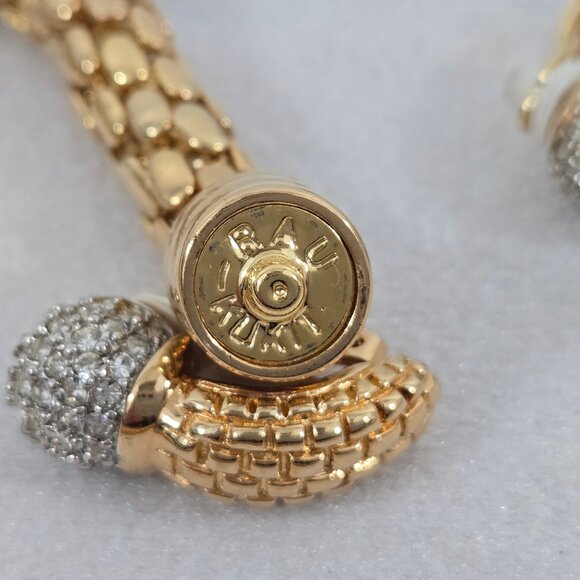 Rau Klikit Demi Pave Rhinestone 18" Snap Necklace w/Matching Earrings Signed LN - Picture 14 of 14